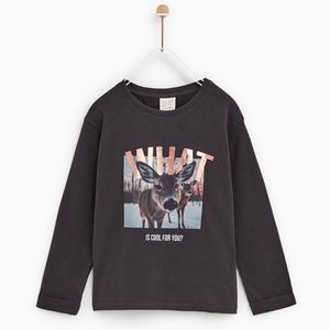 Zara girls black shirt with print